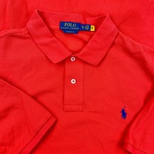 Polo Ralph Lauren uomo XL rosso blu pony vestibilità classica maglia rugby adulti macchie