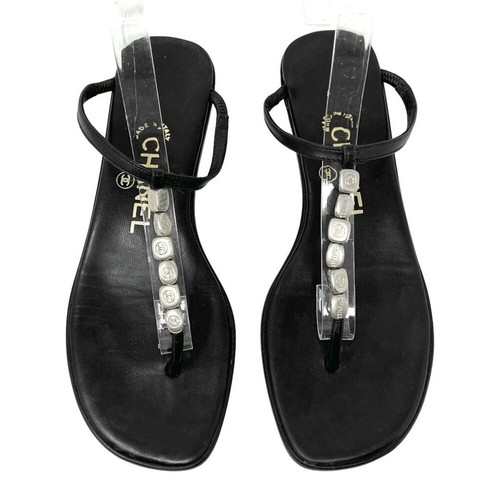 Sandali chanel neri pelle - chanel, in