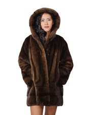 Mink Fur Hooded Coat 50