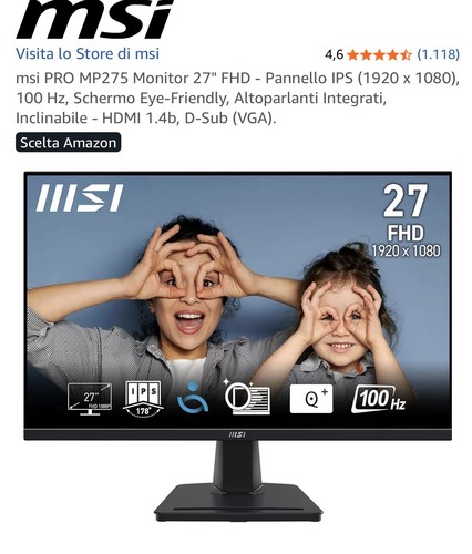 Msi pro mp275 monitor fhd - pro,