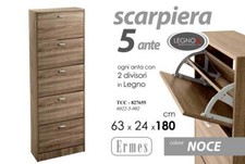 Scarpiera moderna 5 Ante Ripiani Doppia Profondità Legno TCC NOCE 63*24*180CM