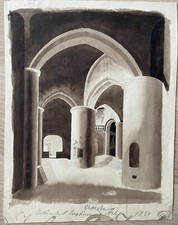 SCENOGRAFIA TEATRALE, BOZZETTO FIRMATO 1890 CHINA GOUACHE BOIZZETTO