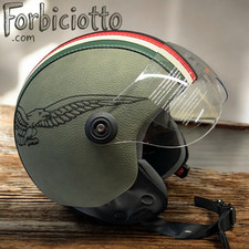 CASCO VINTAGE PERSONALIZZATO In Pelle Compatibile Moto Guzzi Bandiera Italia