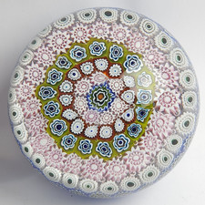 Grande fermacarte in vetro artistico Millefiori canne floreali con bullicante 3,5"w LEGGI TUTTO