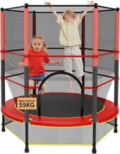 Trampolino Elastico Bambino in Acciaio,3-6 Anni con Rete di Protezione, 6 Colonn