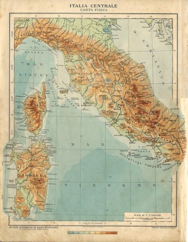 Carta geografica antica - , italia