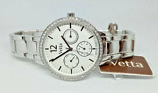 OROLOGIO DONNA VETTA MULTIFUNZIONE DAY DATE ZIRCONI CASSA 36mm,BRACCIALE ACCIAIO