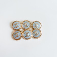 Lotto 6 bottoni oro blu 20mm