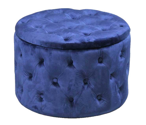 Pouf contenitore velluto blu - pouf,