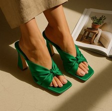 Scarpe mules Cape Robbin Henny donna taglia 7,5 verdi annodate punta aperta tacco alto