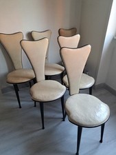 Set 6 sedie da pranzo beige di Umberto Mascagni (anni '50)