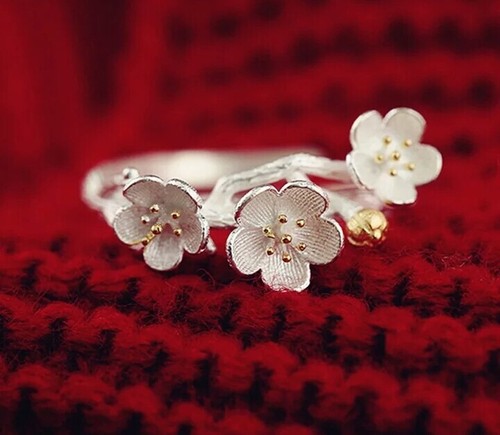 Anello fiori oro argento