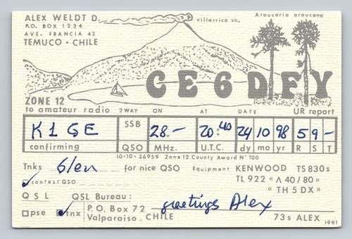Ham radio qsl - ce6dfy, temuco
