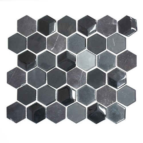 Mosaico nero hexagon specchio - nero,
