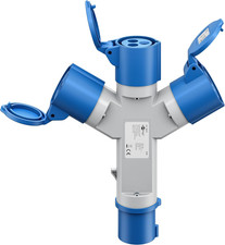 Adattatore CEE per Caravan, Spina CEE a 3 X Presa CEE, Portatile, Con Copertura 