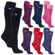 Heat Holders - 2 paia di calze stivali Wellington in lana termica al ginocchio da donna