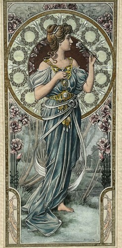 Donna rosa fiori - rosa, incisione