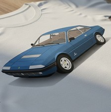 T-SHIRT MAGLIA AUTO VINTAGE FERRARI 400i GT BLU | TUTTE LE TAGLIE
