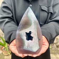 225G Ametista Naturale Agata Grotta Forma Senza Cristalli Verticale Energia Spirituale-