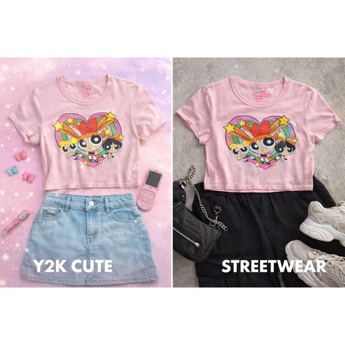 Maglietta y2k powerpuff - powerpuff, rosa