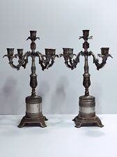 Coppia di candelabri in stile antichi candelieri in metallo torcieri a 5 candele