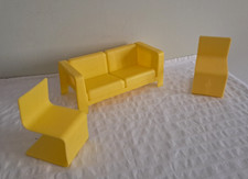 Anni '80 Salotto giallo, divano e sedie Town House Mattel