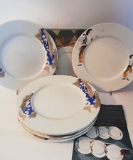 PICASSO 6 PIATTI PIANI PORCELLANA BOHEMIA BIANCA CON DISEGNO ARTISTICO CM. 25,5