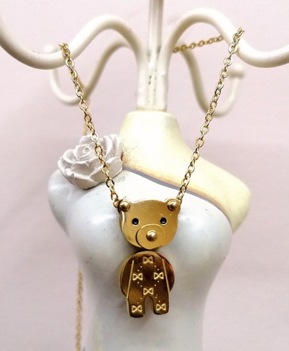 Collana orsetto acciaio oro - acciaio,