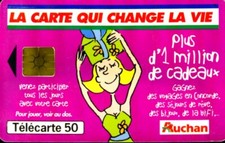 SCHEDA PHONECARD FRANCE AUCHAN PRUNE 50 P 1012 B98 CHIP GEM2 (WHITE/GOLD)