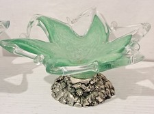 3 Ciotole In Vetro E Base Argentata Vintage Anni 70 