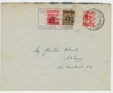 RSI 1945 CASTIGLIONE D'INTELVI x Milano 2 valori + 75 c. tamburino firma Carraro