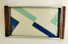 Vassoio modernariato - Manici in legno - Bordi in metallo cromato - Anni '50/'60