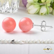 ORECCHINI DONNA IN ARGENTO 925 E CORALLO ROSA PIETRA DURA NATURALE