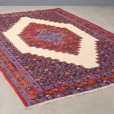 Tappeto Kilim Senne Antico Cotone Nodo Fine Fatto a Mano 308 x 198 cm 