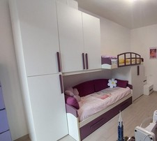 cameretta Bimba Bambina Ragazza 3 letti, mobile bianco viola come Nuova affarone