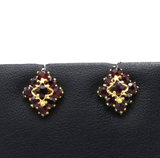 Orecchini con granati boemi a forma di rombo vintage '60 in oro massiccio 18K