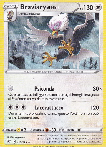 Carta pokemon braviary - carta,