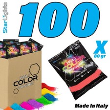 KIT 100 PZ BUSTINE HOLI PARTY POLVERE POLVERI COLORATE PER FESTE COLORE speed