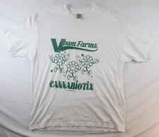 Maglietta Marijuana V Town Farms erba fumo fiori grafica bianca taglia XL