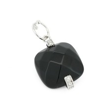 Ciondolo Onice Oro Bianco 18Kt - Oro Rigenerato