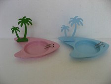 REGALO! POSACENERE METALLO VERNICIATO A PISCINA CON PALME ANNI '80