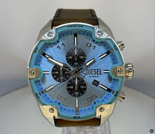 Orologio 2024 Nuovissimo Diesel Cronografo Spiccato Pelle Argento Marrone DZ4606