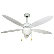 Ventilatore a soffitto ZEPHIR a 5 pale con Lampada luce e Telecomando bianco