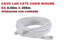 CAVO RETE LAN UTP CATEGORIA 6 RJ45 ETHERNET 0,50 1 2 3 5 10 20 30 50 METRI CAT