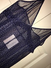 Abito Zara Sheer Slip Navy Dot