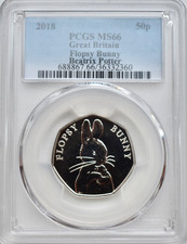 Beatrix Potter Flopsy Bunny 2018 50p MS66 PCGS non circolato Gran Bretagna