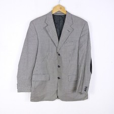 Giacca Pierre Balmain Taglia 50 Lana Gingham Grigio Uomo Logo Classico Monopetto