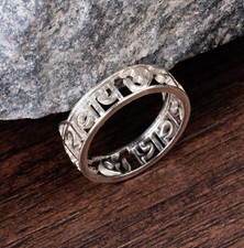 925 Argento Sterling Om Namah Shivay Fascia Massiccio Anello Fortuna Uomo Mano