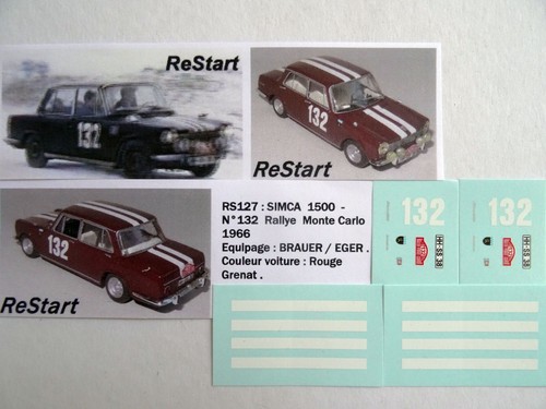 Rs127 decal restart simca - decal, 1/43