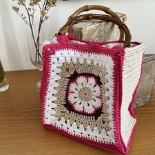 Borsa uncinetto donna mattonella fiore africano